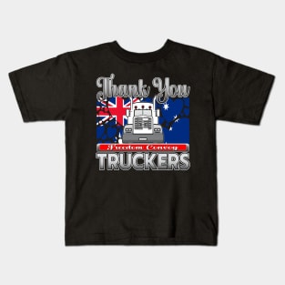 THANK YOU, TRUCKERS - AUSTRALIA FLAG WITH HEARTS - FREEDOM CONVOY CANBERRA - SILVER GRAY LETTER DESIGN Kids T-Shirt